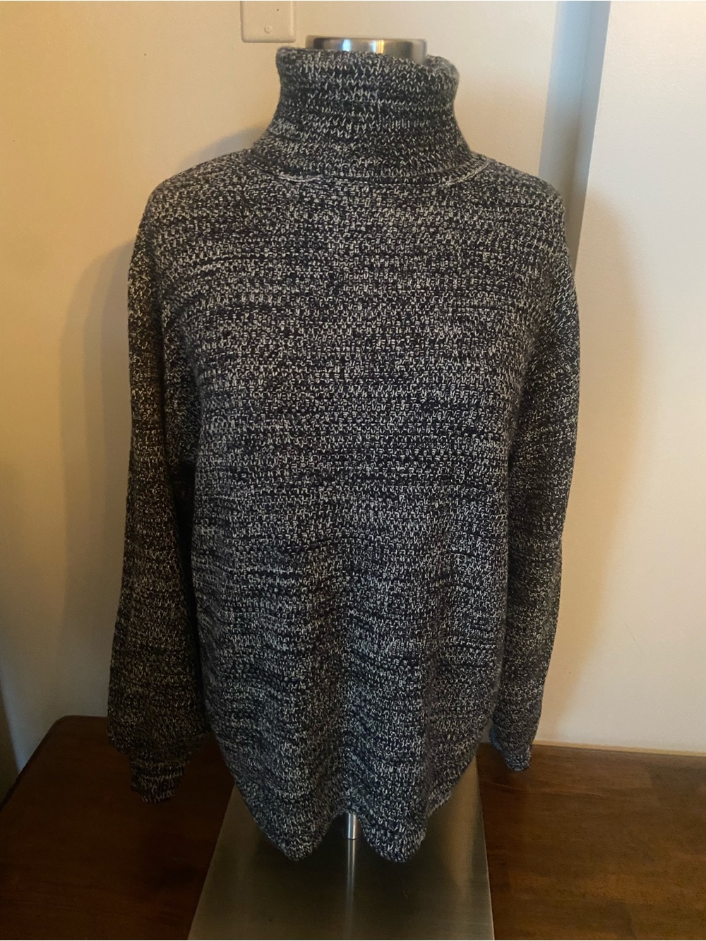 Zenana womans Marled Black and White Turtleneck Sweater